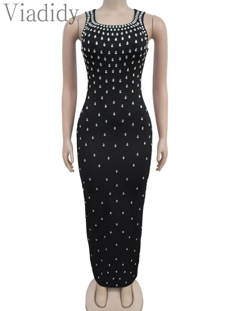 Sexy Rhinestones Long Maxi Party Dress