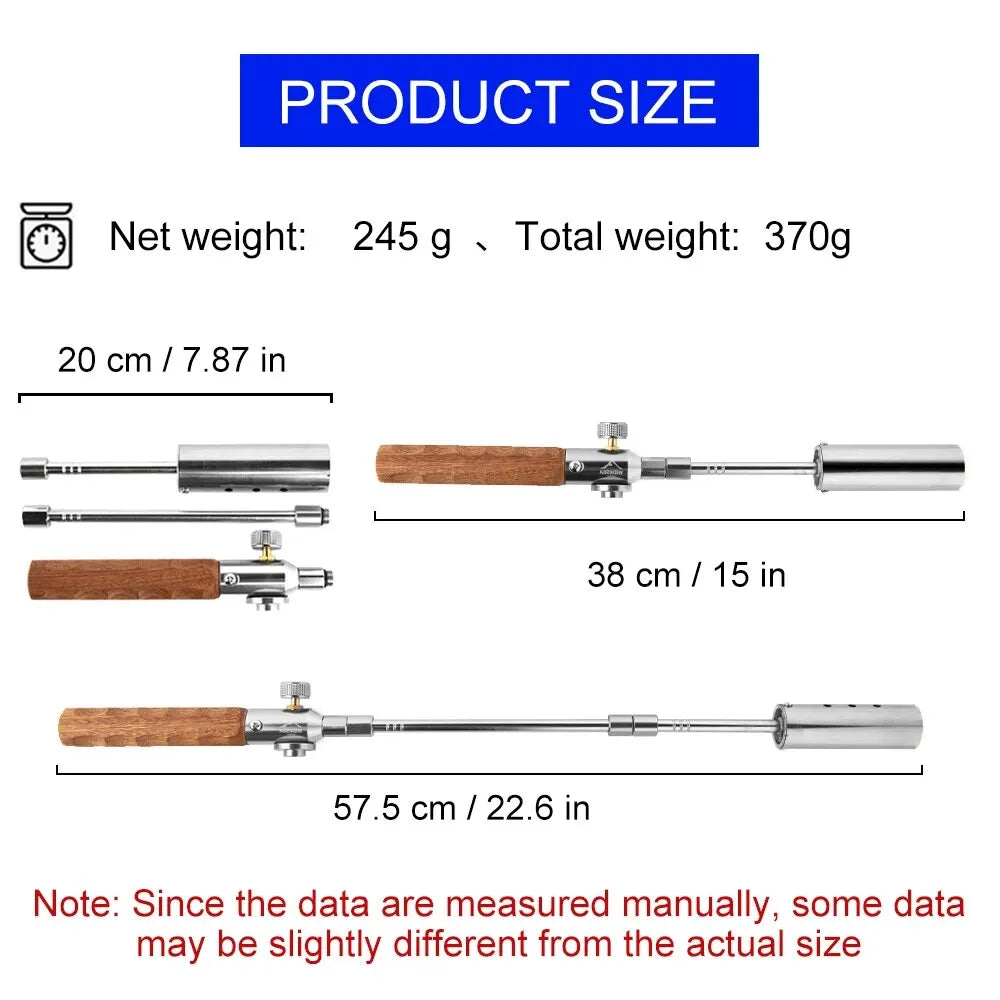 Camping Long Flame Igniter Outdoor Portable Wooden Handle Burner Picnic BBQ Gas Tank Spray Gun Removable Stove Toolkit