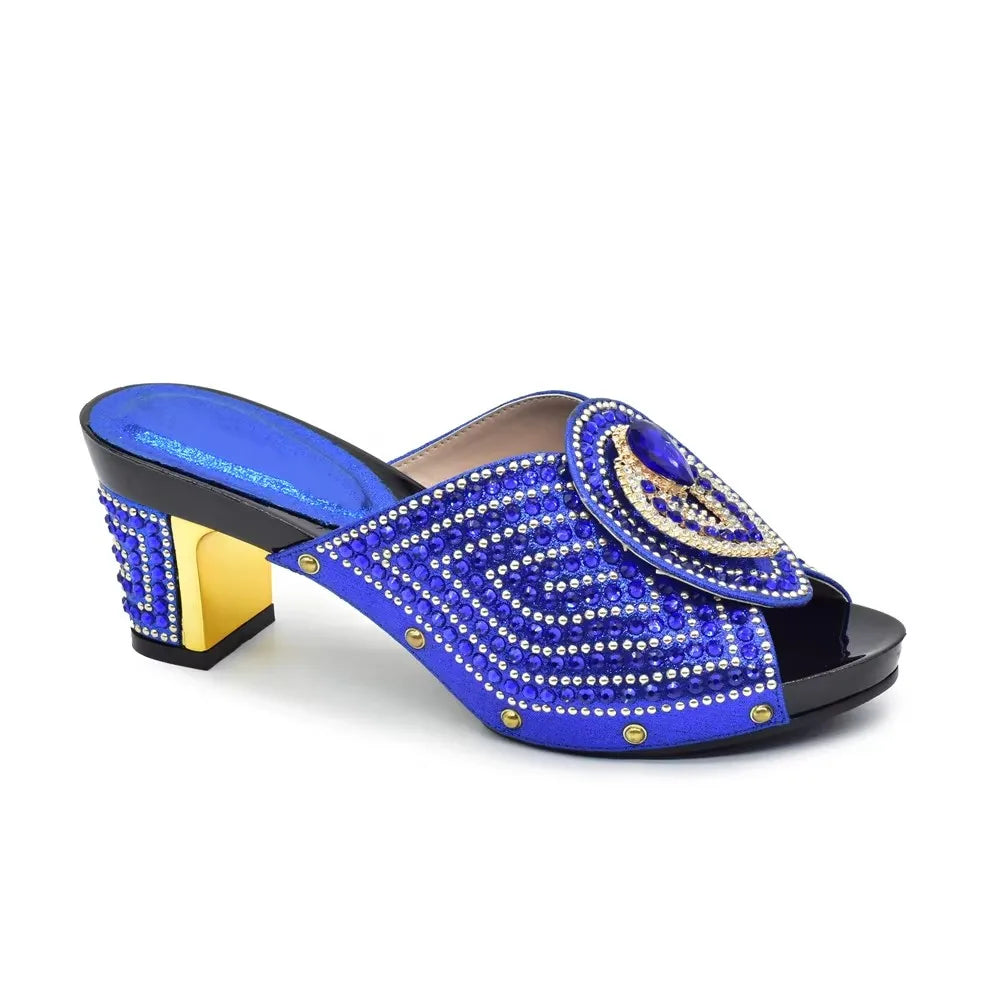 Italian Shoes with Matching Bags with Rhinestone Luxury Crystal Shoe Women Designers Nigerian Women Party Pumps with Purse