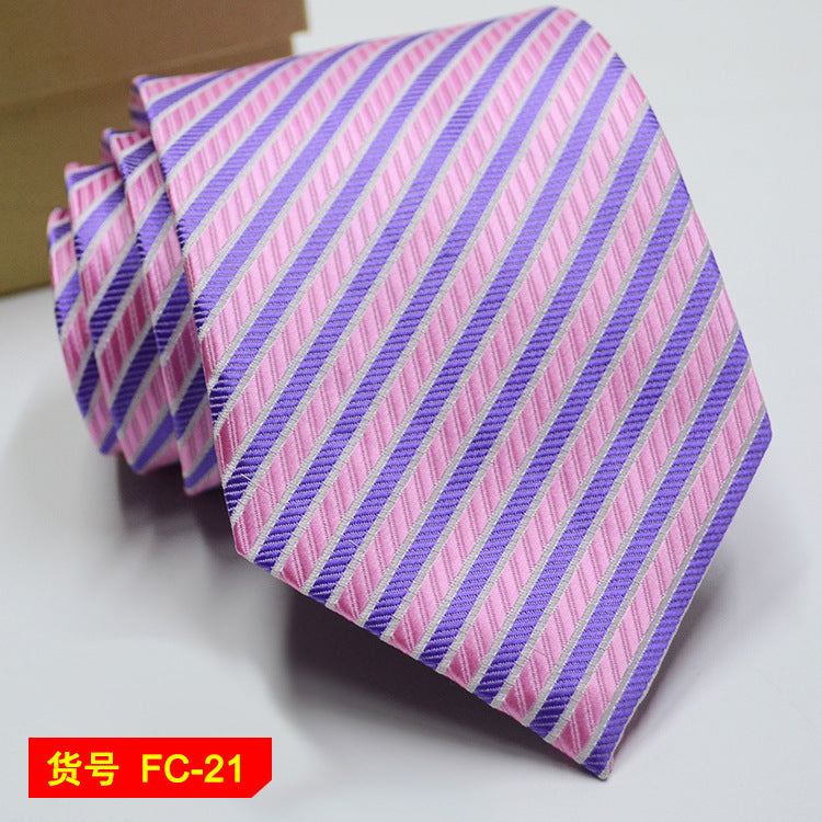 Men's Solid Color Stripe Floral Jacquard Necktie 7-8cm Width Fashionable Daily Wear Cravat for Wedding Party Gift
