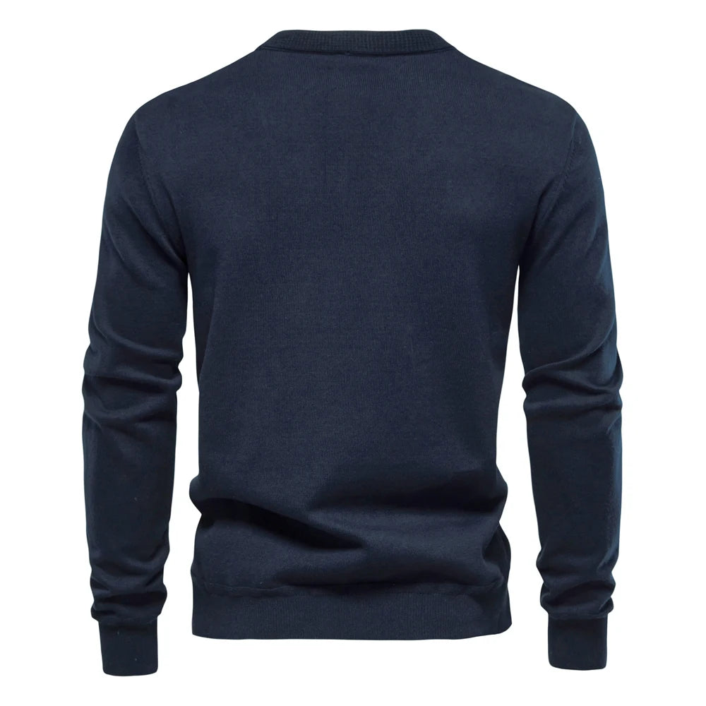 Men's Autumn Cotton Cardigan Sweater Casual Single Breasted Solid Colour High Quality Cotton Sweater For Men
