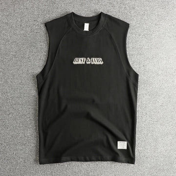 Summer New American Retro Sleeveless O-neck 3D Letter Printed T-shirt Men's Fashion 100% Cotton Basketball Sports Casual Vest