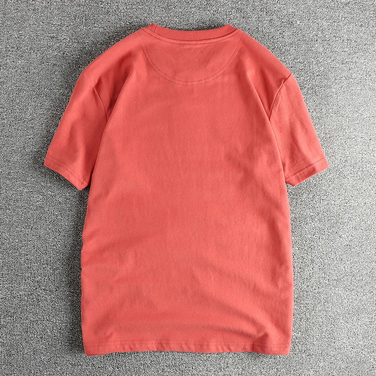 2025 Summer New American Retro Short Sleeve O-neck Letter Printed T-shirt Men's Fashion 100% Cotton Washed Casual Youth Tops