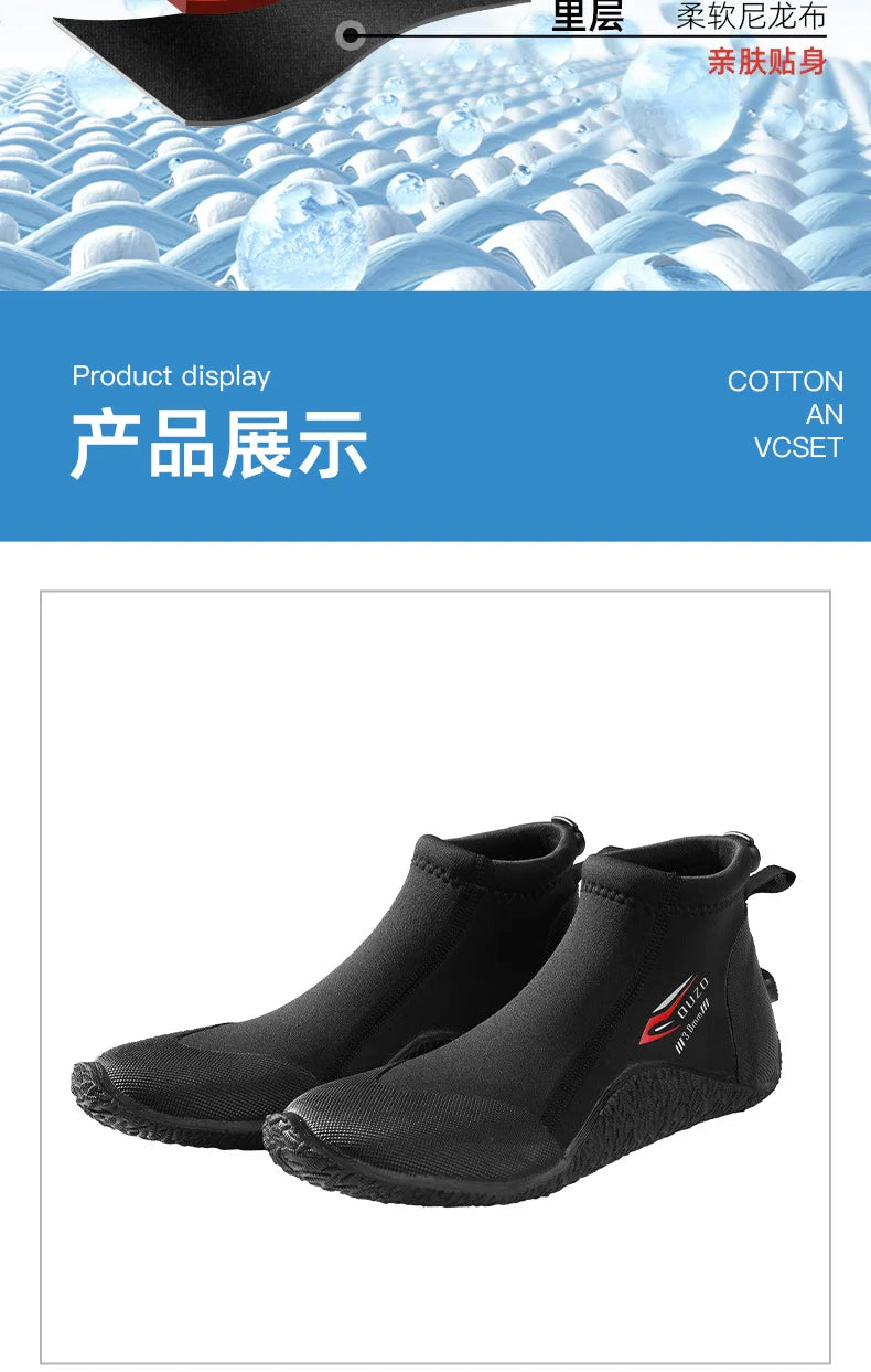 3mm Neoprene Diving Shoes – Anti-Slip Water Boots for Snorkeling, Surfing, Fishing & Beach Sports