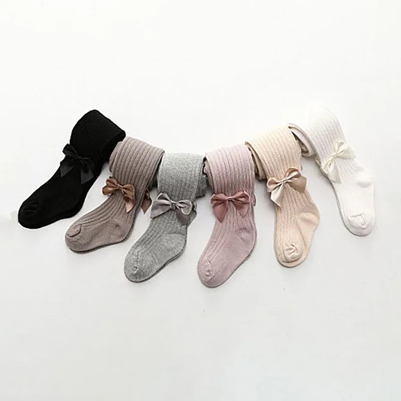 Autumn Kid's Pantyhose Girls Leggings New Born Baby Big Bow Legging Multi Colours Children's Vertical Striped Base Pants Girls