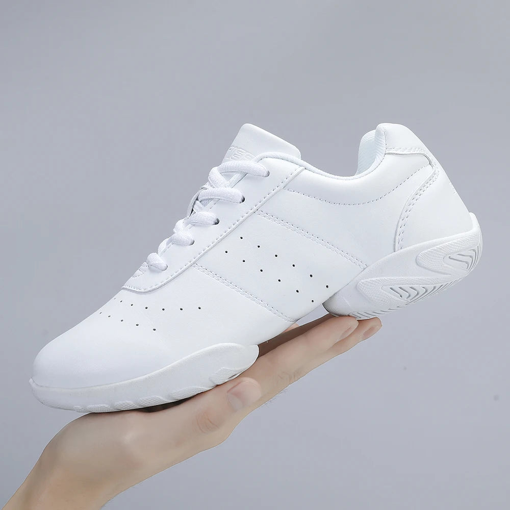 Girls White Dance Shoes Jazz Sneakers Youth Cheerleading Shoes Athletic Training Tennis Kids Competitive Aerobics Shoes