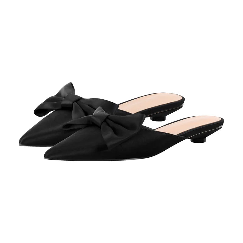 Women Mules Pointed Toe Butterfly-knot Plus Size Shoes