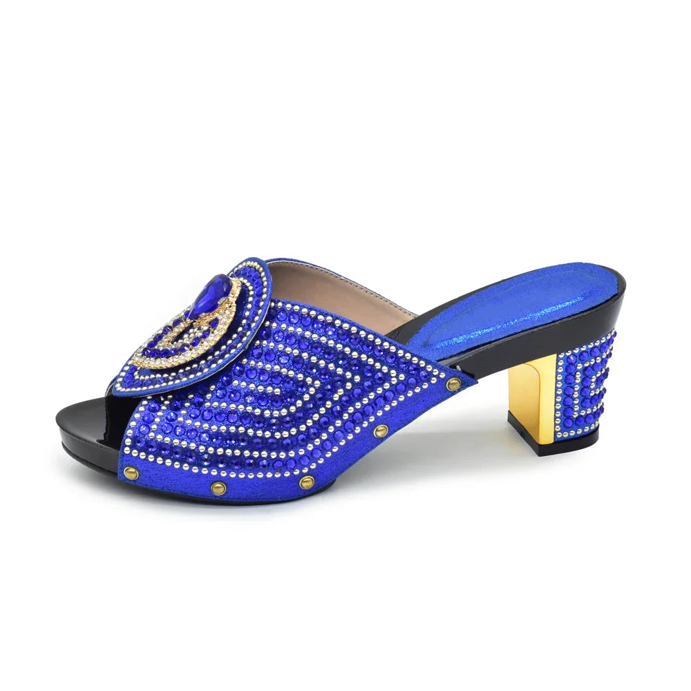 Italian Shoes with Matching Bags with Rhinestone Luxury Crystal Shoe Women Designers Nigerian Women Party Pumps with Purse