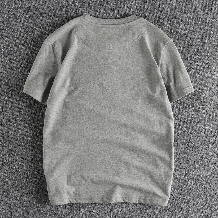 Summer New American Retro Short-sleeved O-neck Solid Color T-shirt Men's Fashion Simple 100% Cotton Washed Casual Sport Tops