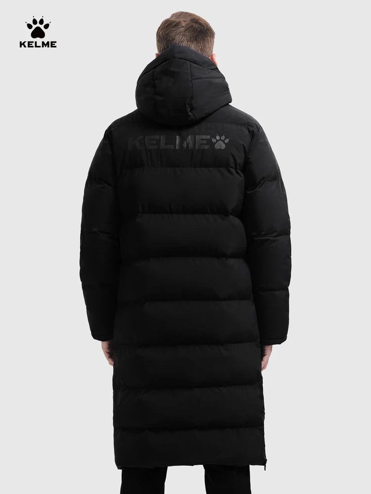 Men's Winter Jacket Long Sports Training Hooded Coat Outwear Warm Silk Cotton Windproof Cotton Clothing