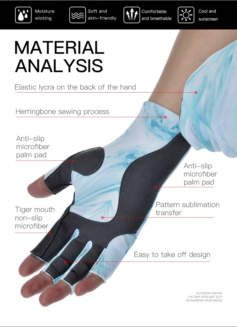 Fingerless Fishing Gloves are designed for Men and Women Fishing, Boating, Kayaking, Hiking, Running, Cycling P111439