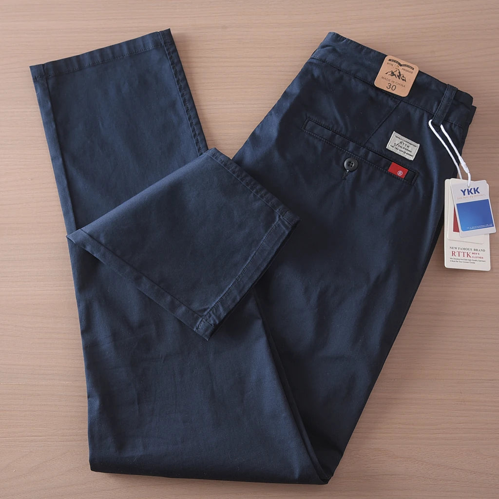 2025 Zomer Nieuwe Amerikaanse Retro Dunne Micro-Elastische Casual Broek Heren Eenvoudige 97% Katoenen Slim CHINO Business Rechte Broek