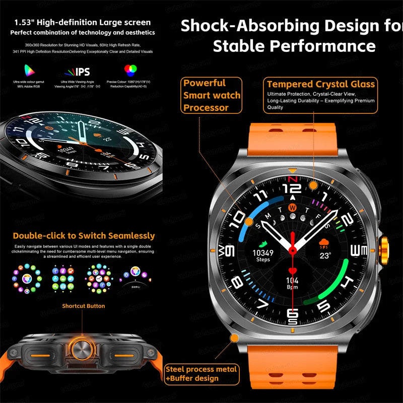 2025 Outdoor Sports Smart Watch AMOLED Screen Heart Rate Waterproof Call TWS Headset Smartwatch For Men - Compatible with HUAWEI & Samsung Galaxy IOS