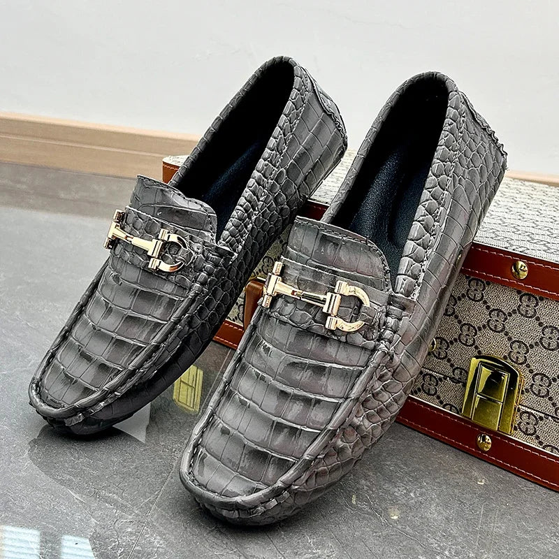 Fashion Men Large Size 46 47 48 Casual Loafers Gray Mens Moccasins Shoes Light Weight Wedding Formal Dress Shoes for Men
