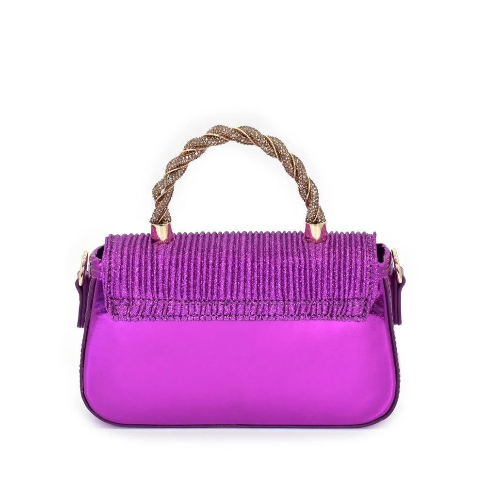 African Matching Shoes and Bags Set Decorated with Rhinestone for Ladies' Party