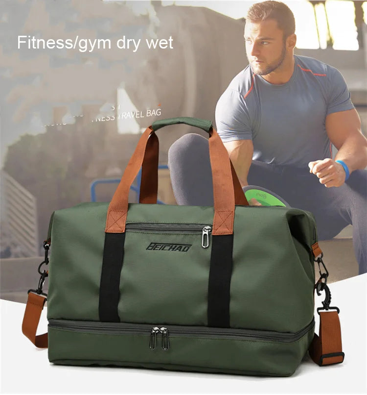 Travel And Portable Fitness Sports Bag With Shoulder Crossbody Feature - Chest & Handbag Duffle Carry On Weekender Bag