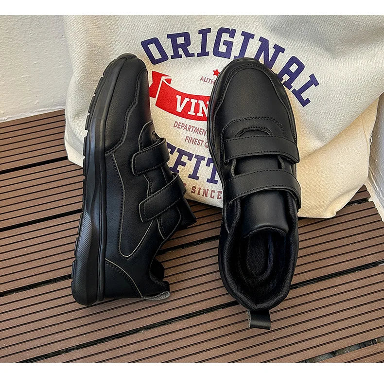Student Sneakers Unisex White Shoes Magic Buckles Lightweight Couple Shoes for Sports School Dance Running