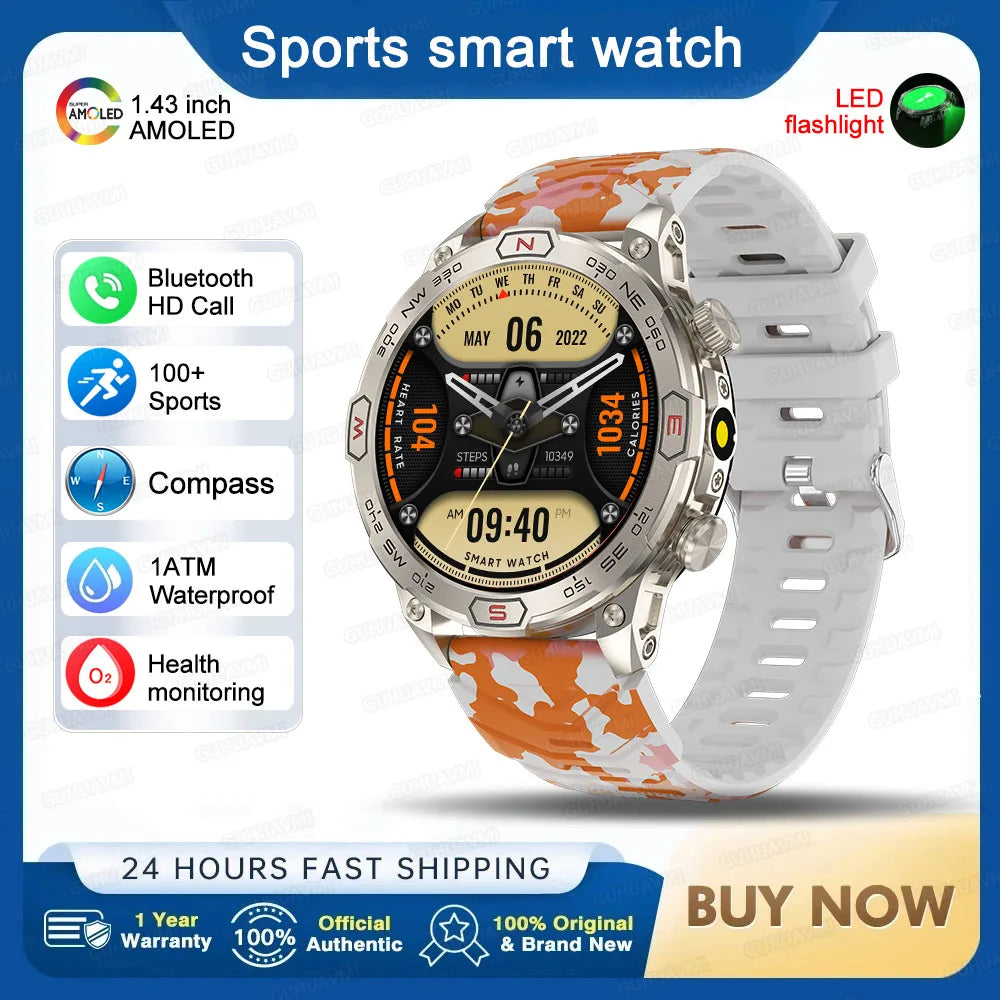 Buitenshuis militair slim horloge heren kompas GPS track Bluetooth oproep IP68 waterdicht AMOLED-scherm smartwatch compatibel met Android iOS