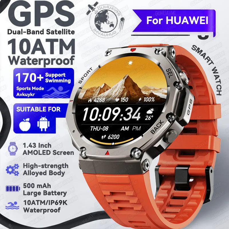 2025 Precise GPS Smart Watch 10ATM Waterdicht Ingebouwde Dual-Band GNSS Kompas Militaire Sport Smartwatch Voor Mannen - Compatibel met Xiaomi IOS