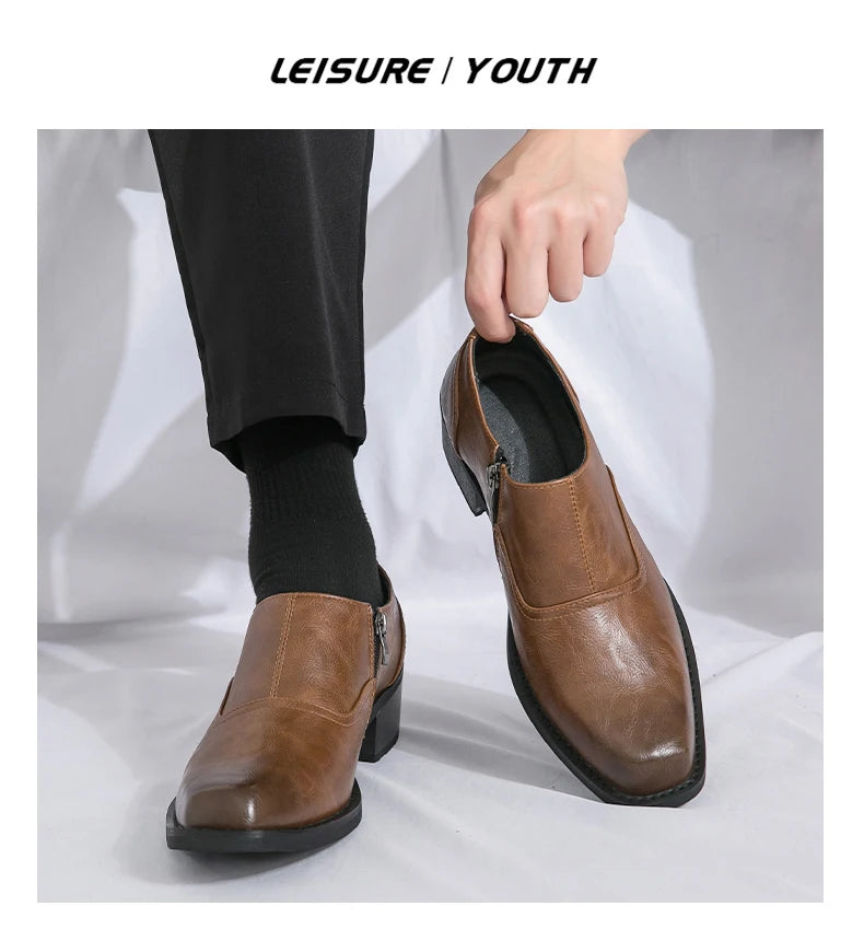 Low Heel Dress Shoes Men Fashionable Chelsea Shoes for Men Black Brown Male Business Formal Oxfords Large Size 38-46 Loafers
