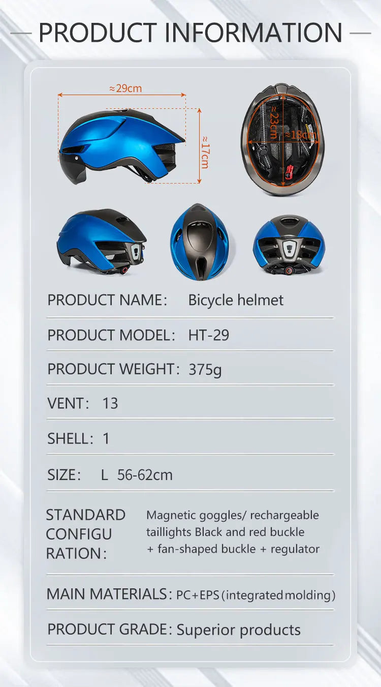 New Road Mountain Bike Helmet Adult Men's Outdoor Sports Cycling Safety Hat With LED Charging Taillight Goggles