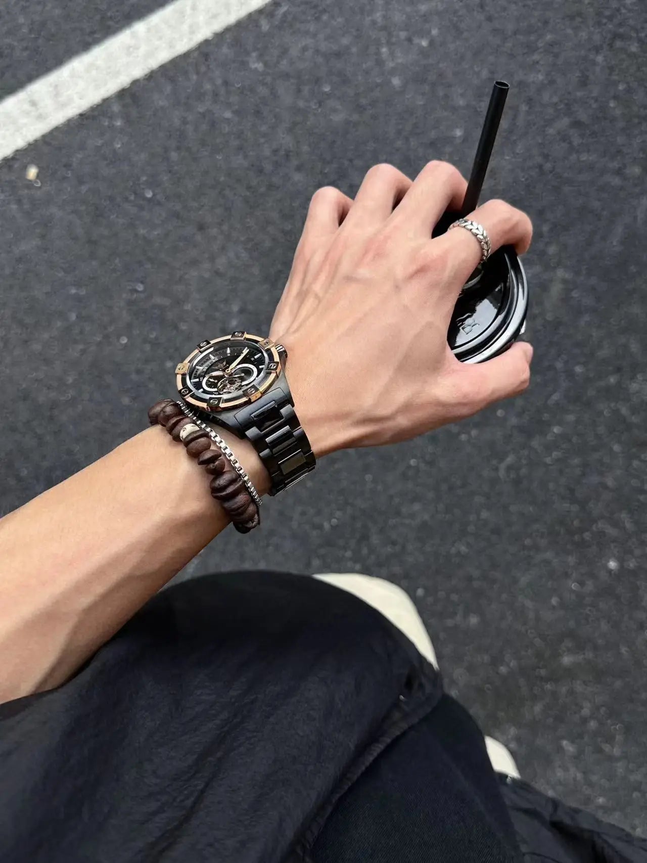 Yelang V1024 Men's 44mm Automatic Mechanical Watch Luminous 100m Water Resistant Japan Miyota 82S7 Movement Stainless Steel Band