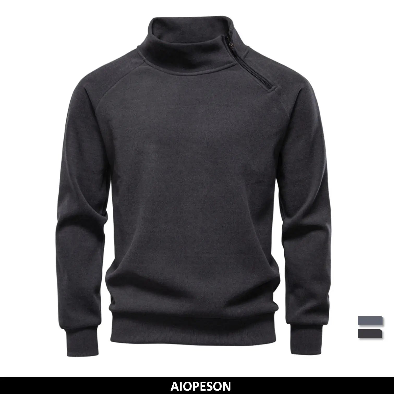 Mens Fashion Sweatshirt Y2K Inspired Solid Color Plush Lined Side Half Zip Winter Warm High Neck Street Style Hoodies for Men