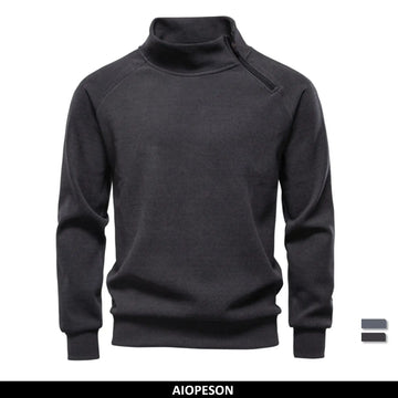 Mens Fashion Sweatshirt Y2K Inspired Solid Color Plush Lined Side Half Zip Winter Warm High Neck Street Style Hoodies for Men