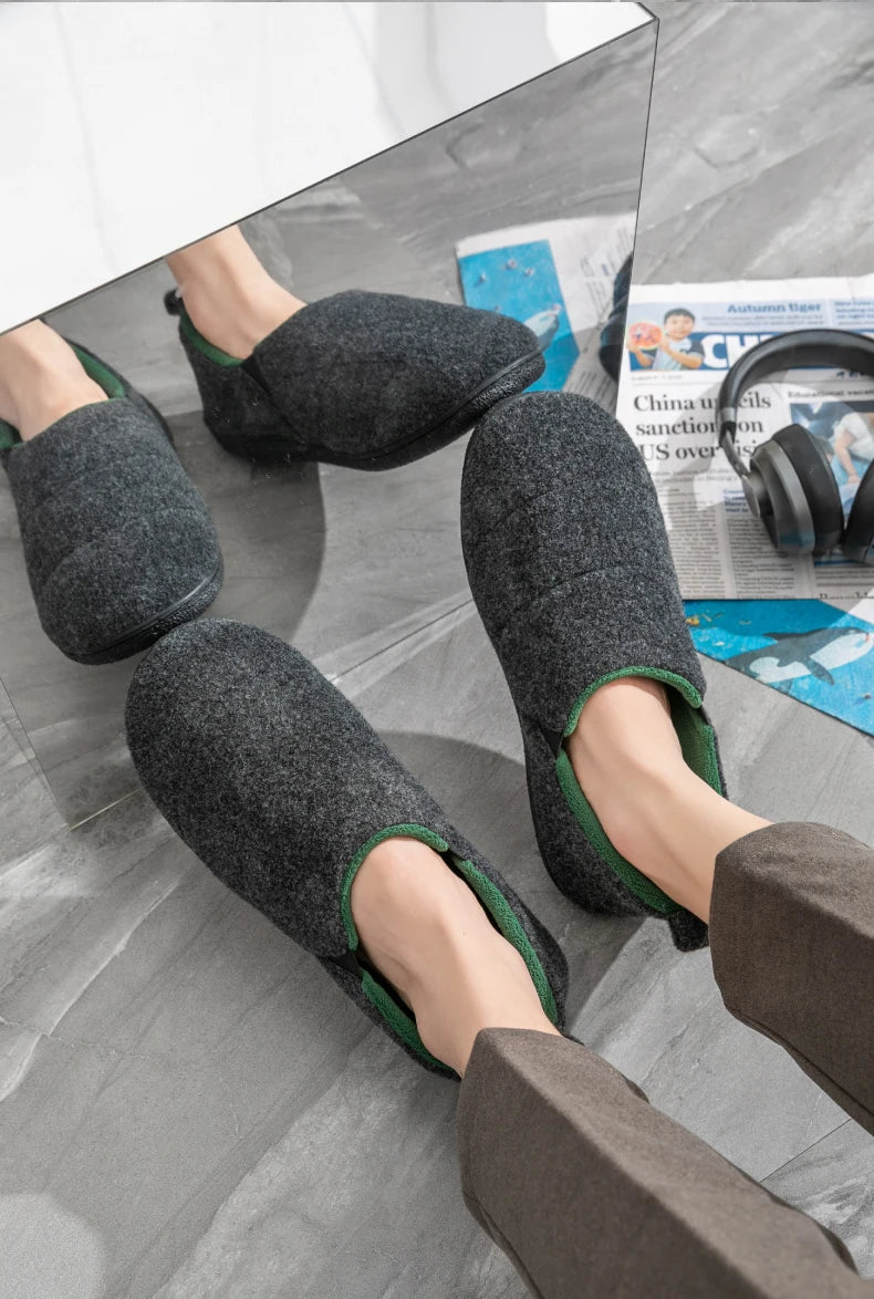 Men's Winter Plush Slippers Warm Fuzzy Soft Bottom Slides Comfortable Bedroom Shoes Indoor Male Anti-Slips Slippers