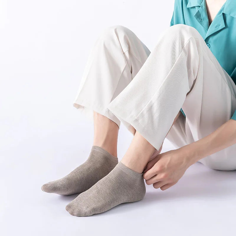 5 Pair Women's Ankle Bamboo Fibre Socks Solid Colour Summer Breathable Casual Short Socks High Quality Woman Boat Socks Set