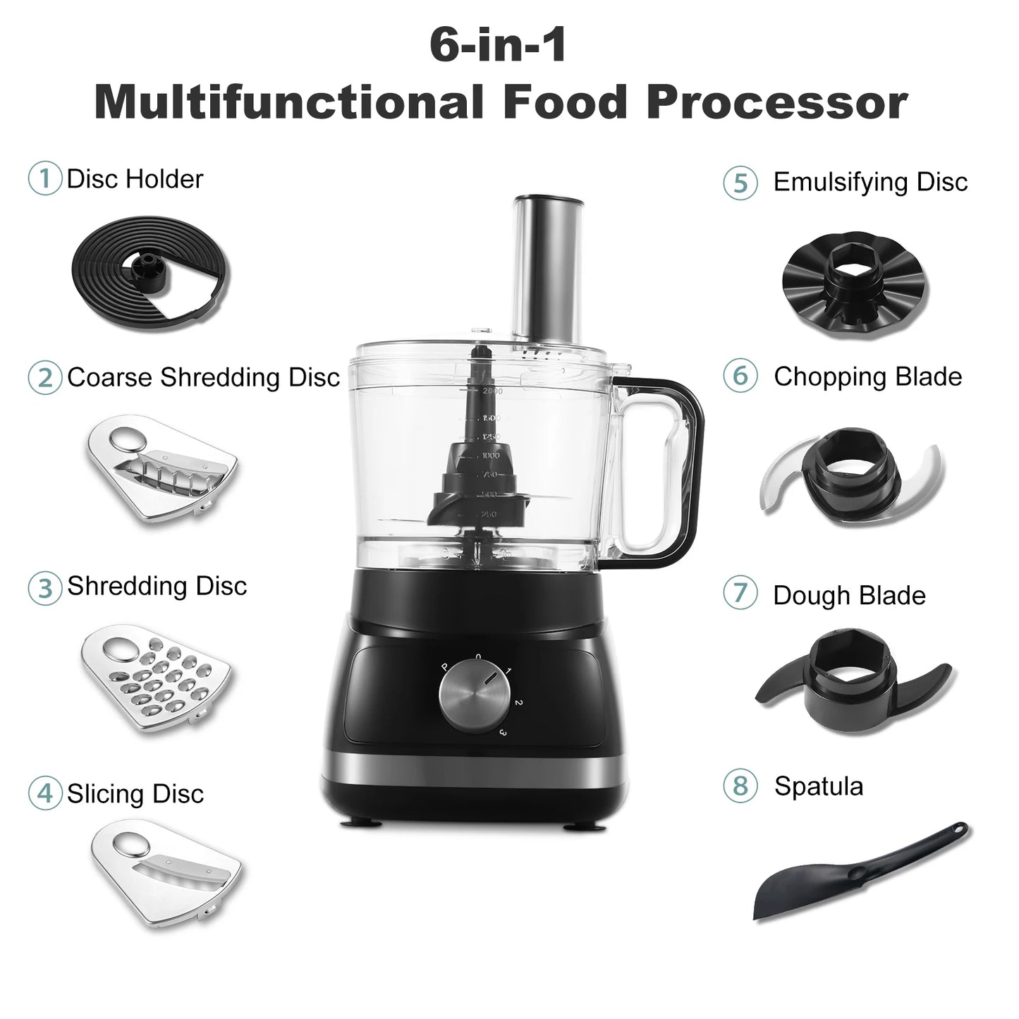 8 in 1 2L Capaciteit 800W met Kan Thuis Keukenmachine Hakmolen Mixer Elektrische Blender Sapcentrifuge
