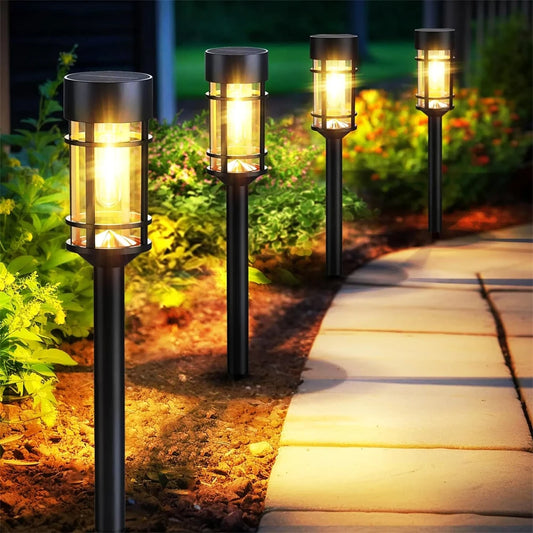 2 stuks waterdichte, op zonne-energie werkende padverlichting voor oprit, tuin, gazon, patio en decoratie.