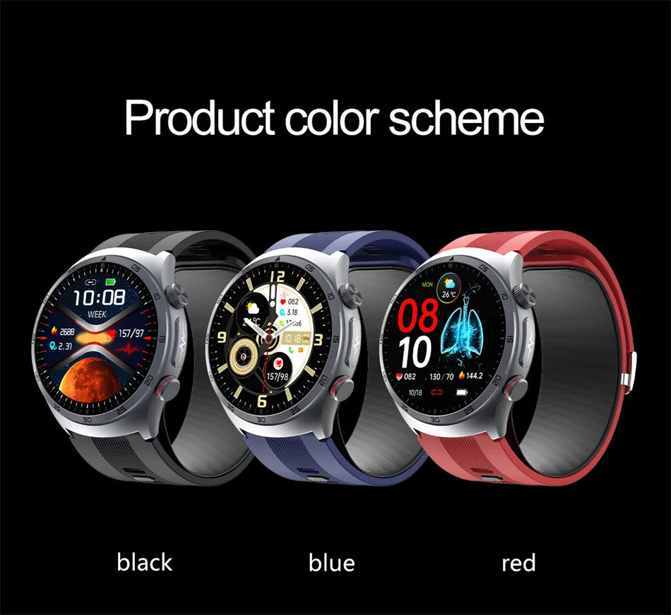 Airbag Type Blood Pressure Smart Watches Blood Oxygen Sport Call Health Tracking Sapphire Glass AMOLED Air Pump Smartwatch With NFC
