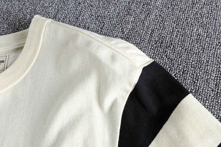 Autumn American Retro Long Sleeve Heavyweight Striped T-shirt Men's Fashion Pure Cotton Washed Prisoner Motorcycle Casual Tops