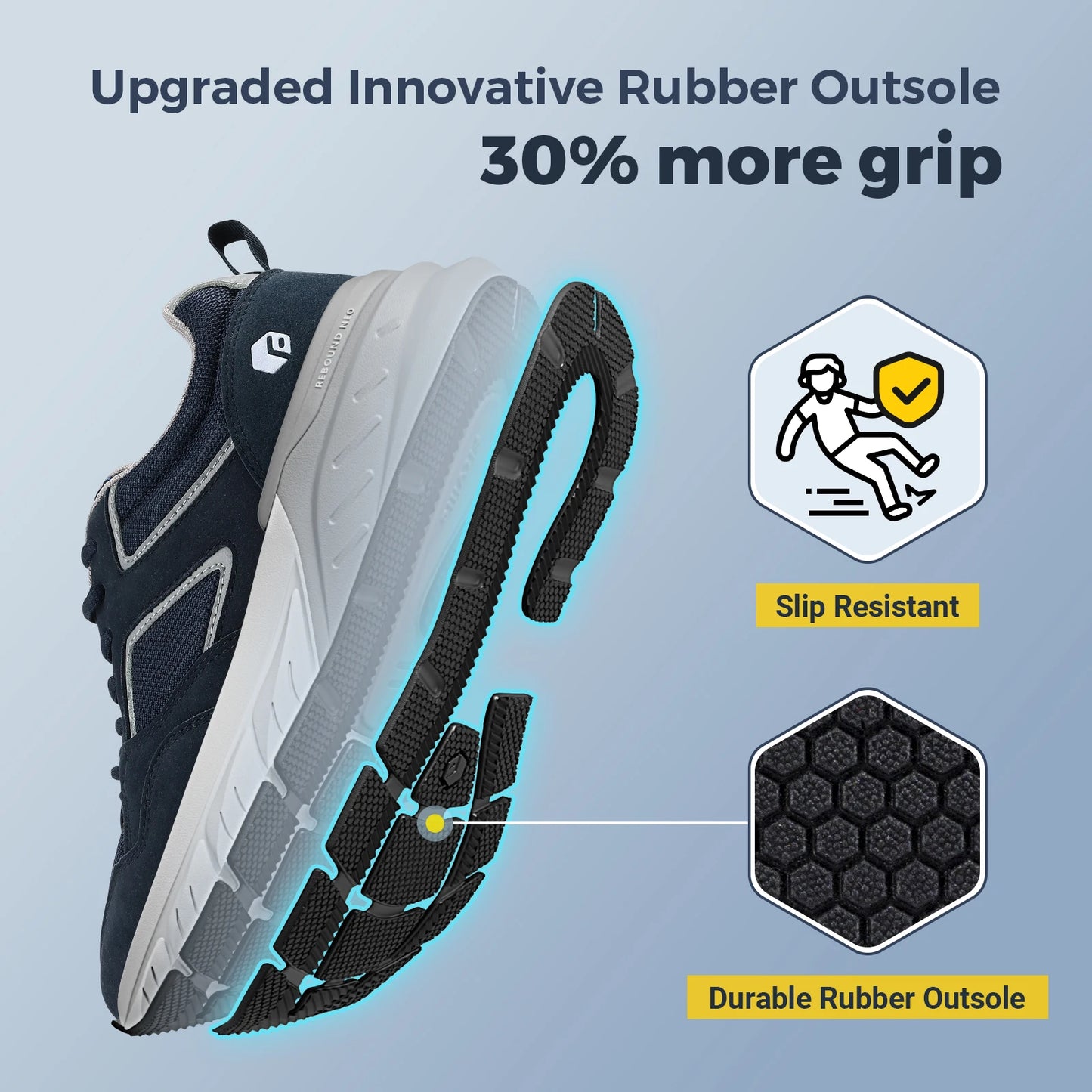 Running Shoes for Men Wide Width Sneakers with Arch Support for Flat Feet Heel Pain Relief Plantar Fasciitis