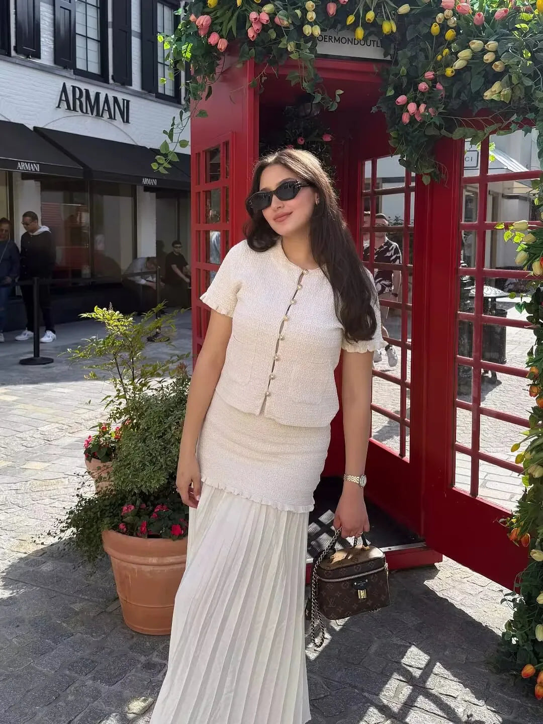 Elastische, hoge taille patchwork gebreide rok voor dames, geplooide zoom, elegante lange enkellange polyester faldas mujer