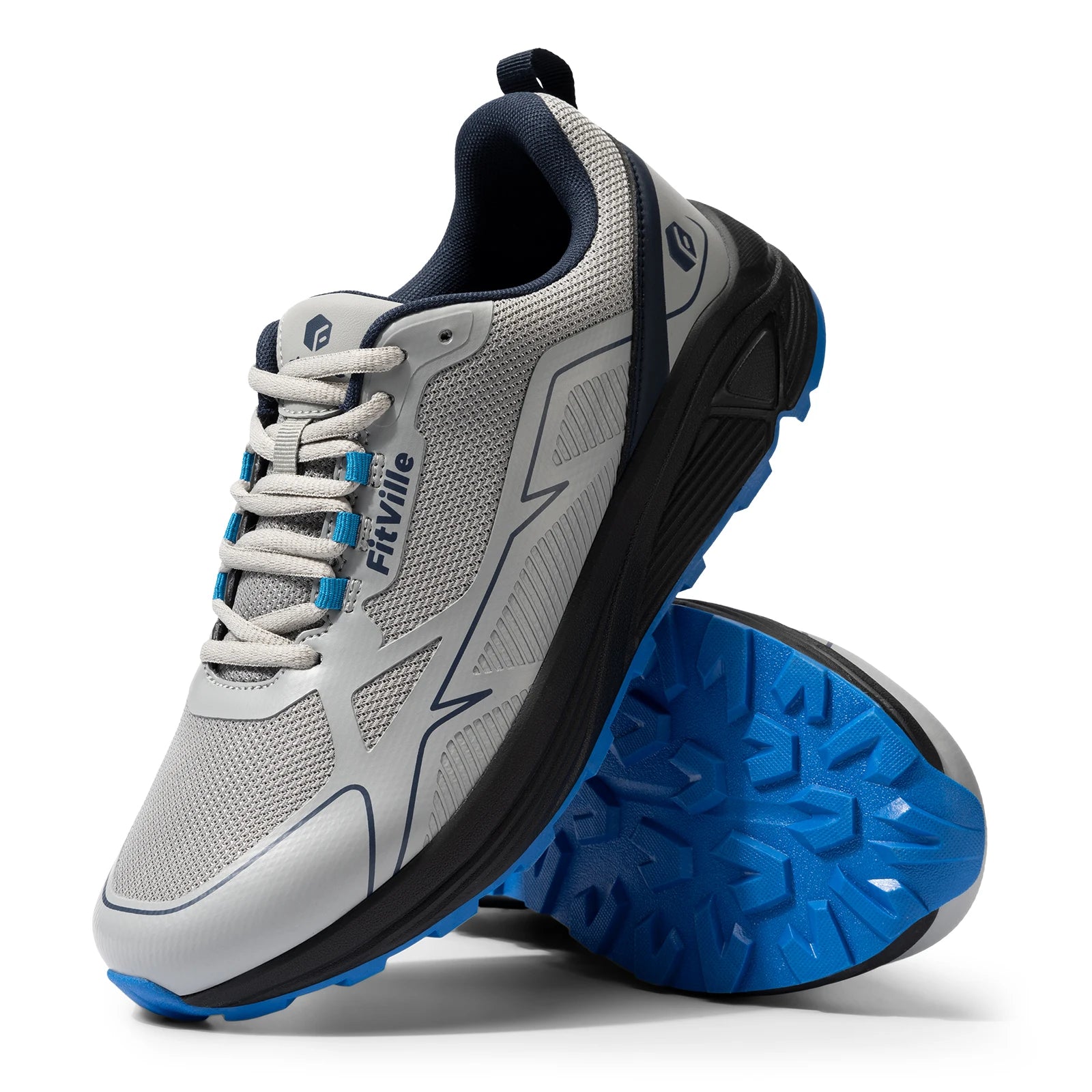 Antislip trailrunningschoenen voor heren, extra brede, lichtgewicht sneakers voor mannen met gezwollen voeten, ondersteuning van de voetboog en pijnverlichting