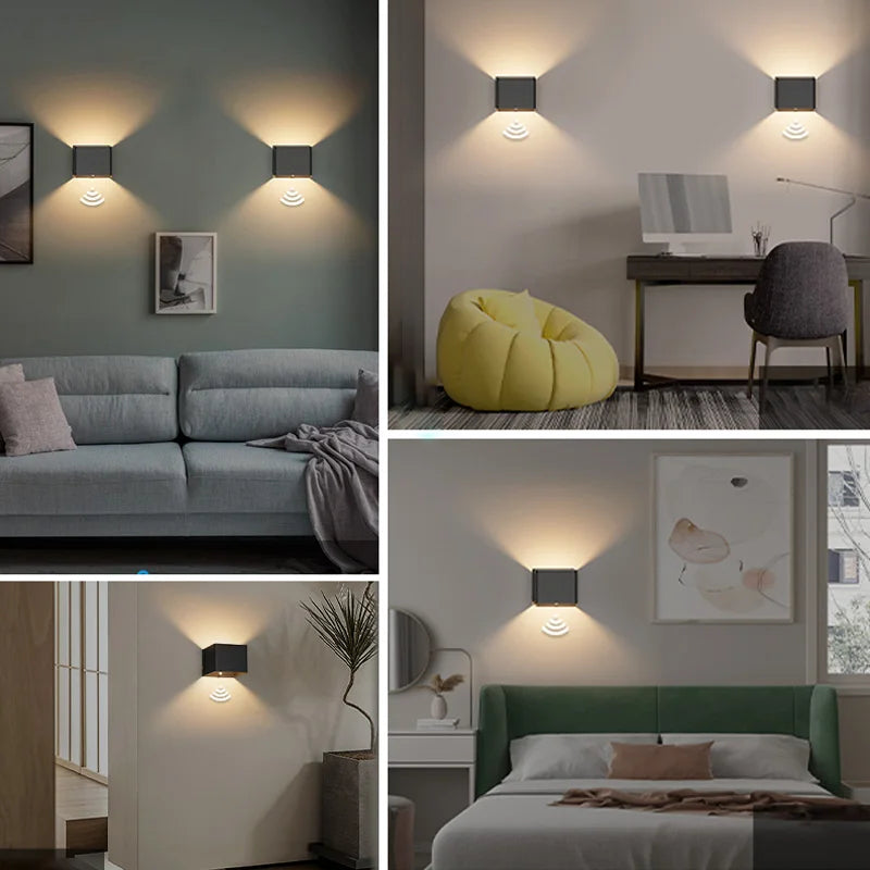LED-wandlamp, USB-oplaadbaar, aluminium, nachtlampje voor binnen, met bewegingssensor voor slaapkamer, gang, trap, kamerverlichting