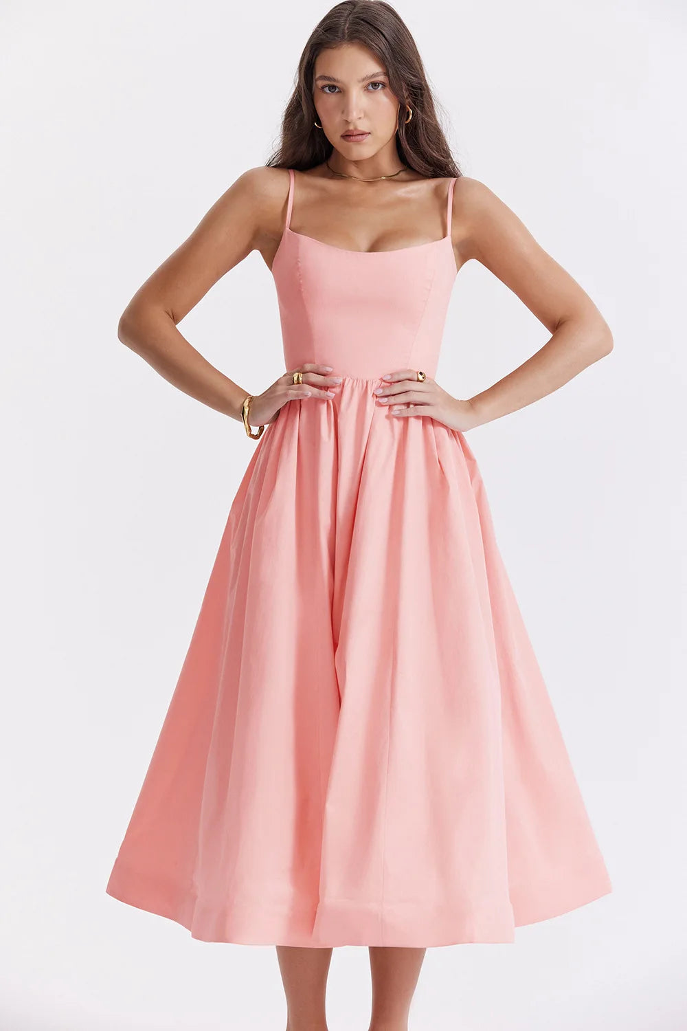Chic Elegant Party Dresses for Women Solid Spaghetti Strap Sleeveless Long Dress Holiday Beach Sundress Robe Femme Été