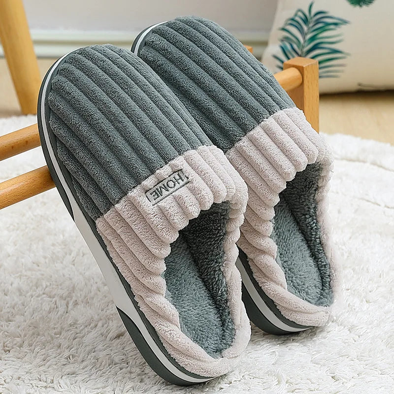 Men's Fur Fluffy Winter Warm Plush Slippers For Indoor and Outdoor Use Anti-Slip Cotton Fuzzy Shoes