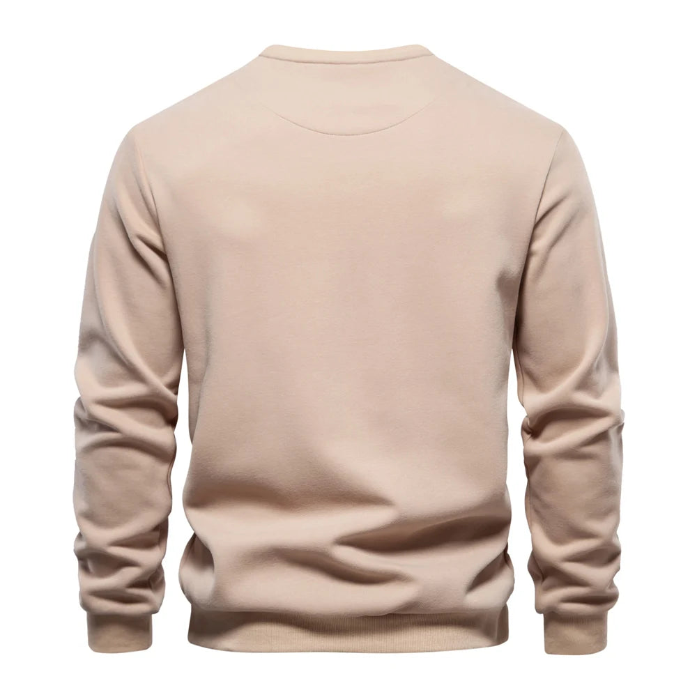 Men's Zipper Pocket Cotton Blend Sweatshirt For Casual Sport Pullover Men's Sweatshirts