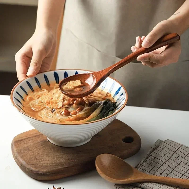 1/10Pcs Wood Soup Spoons Long Handle Coffee Milk Teaspoon Sugar Spice Condiment Scoops Kitchen Tableware Tools Wooden Spoon