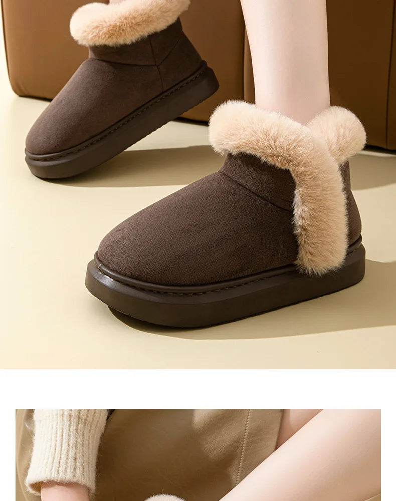 Women's Winter Warm Furry Snow Boots With Soft Plush Cosy Cotton Soft Bottom and Non-Slip Comfort Suitable For Home and Outdoor Use Ladies Shoes