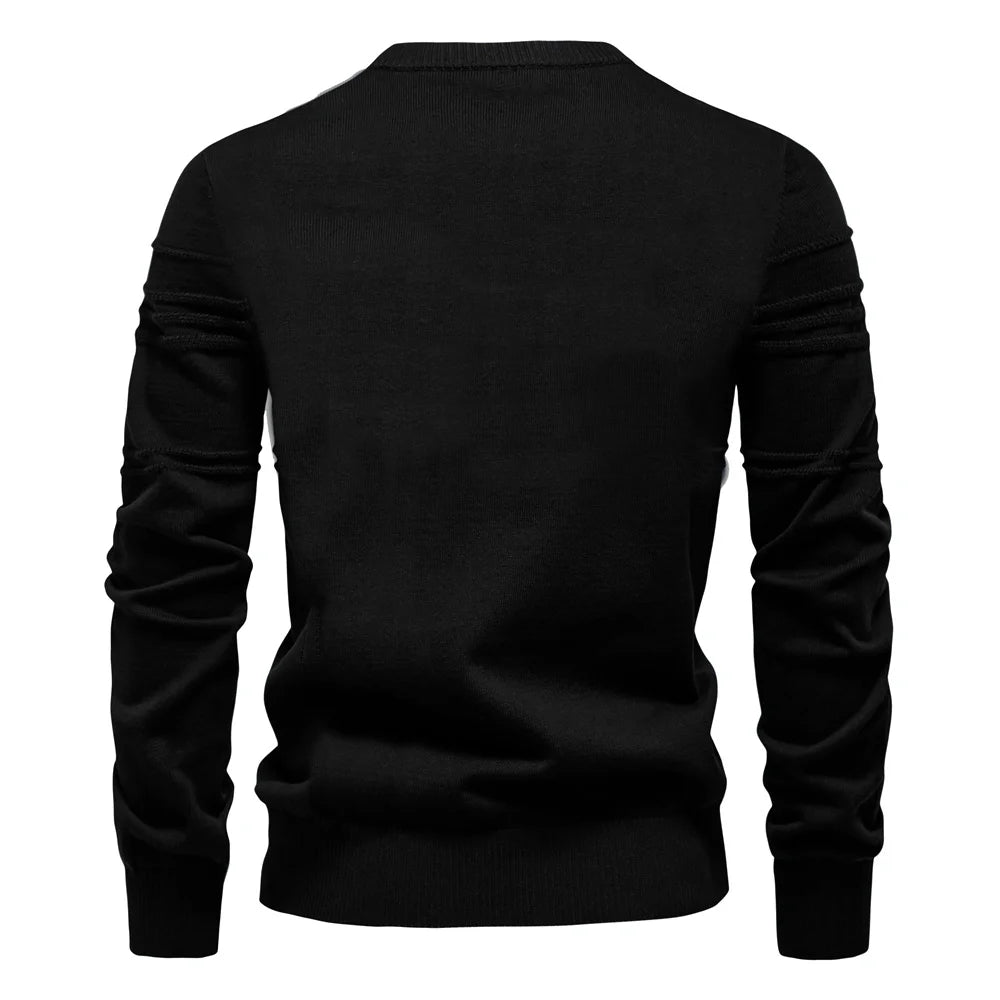 Men's Crewneck Pullover Sweater Knitted Cotton Stripped Quality Autumn Winter Warm Sweaters for Men