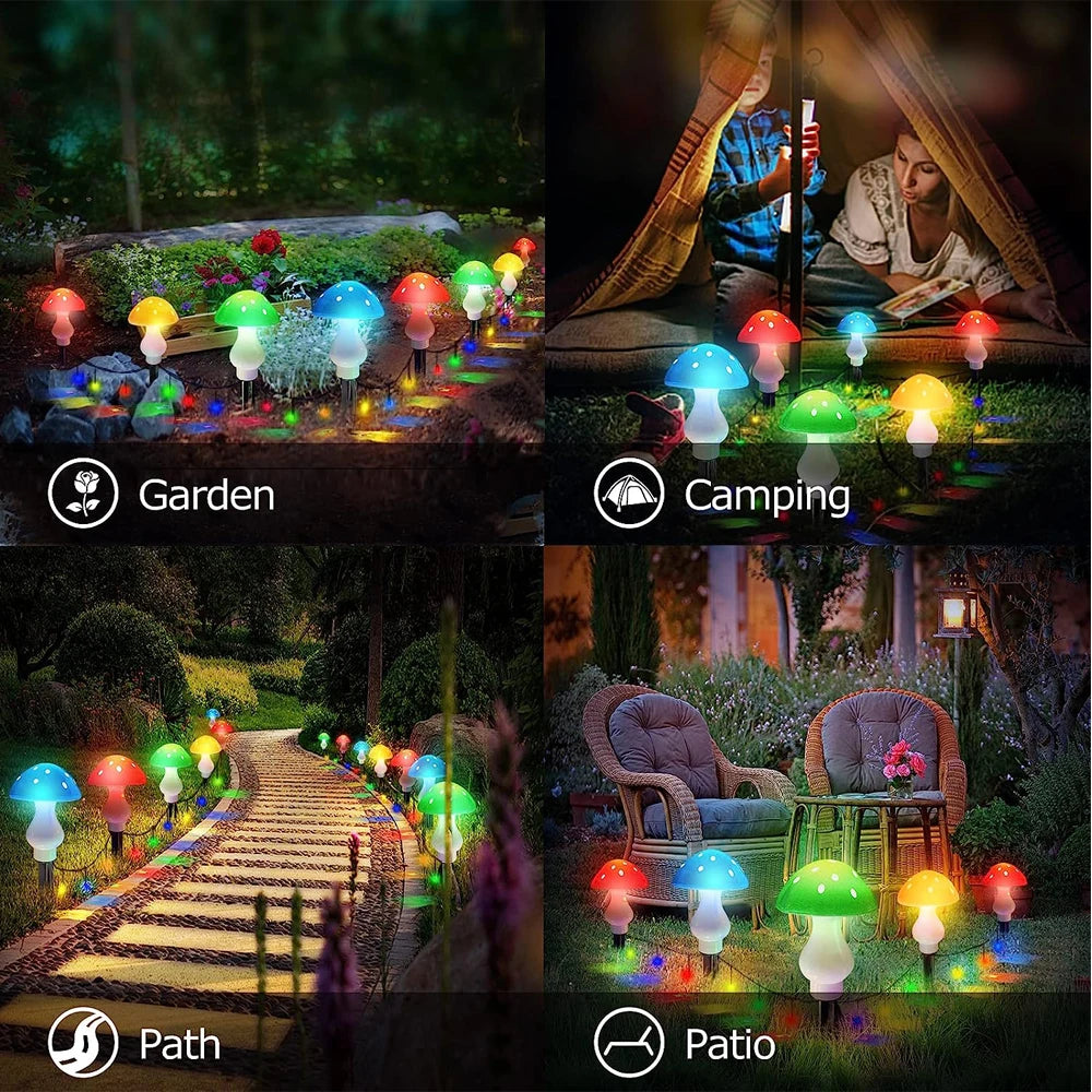 Upgraded Outdoor Solar Garden Lights, Solar Mushroom Lights Outdoor 8Modes Waterproof Solar Powered Landscape Light Cute Fairy