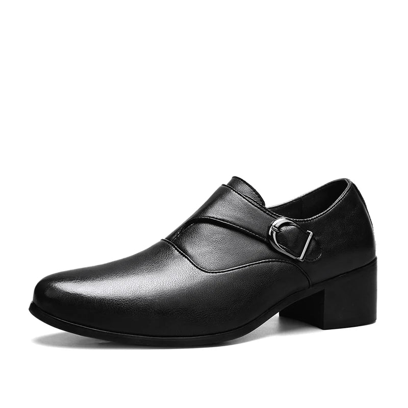 Stylish Men Formal High Heel Dress Shoes Trendy Style Male Business Officer Oxfords Fashionable Youth Party Evening Shoes