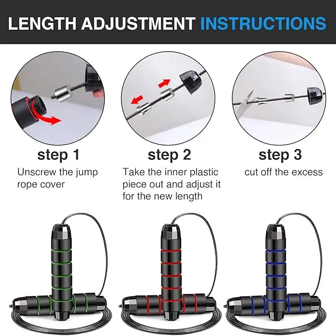 2.8/3m Jump Rope For Aerobic Sports - Jump CrossFit Portable Fitness Equipment With Fast Steel Wire For Women & Men Weight Loss