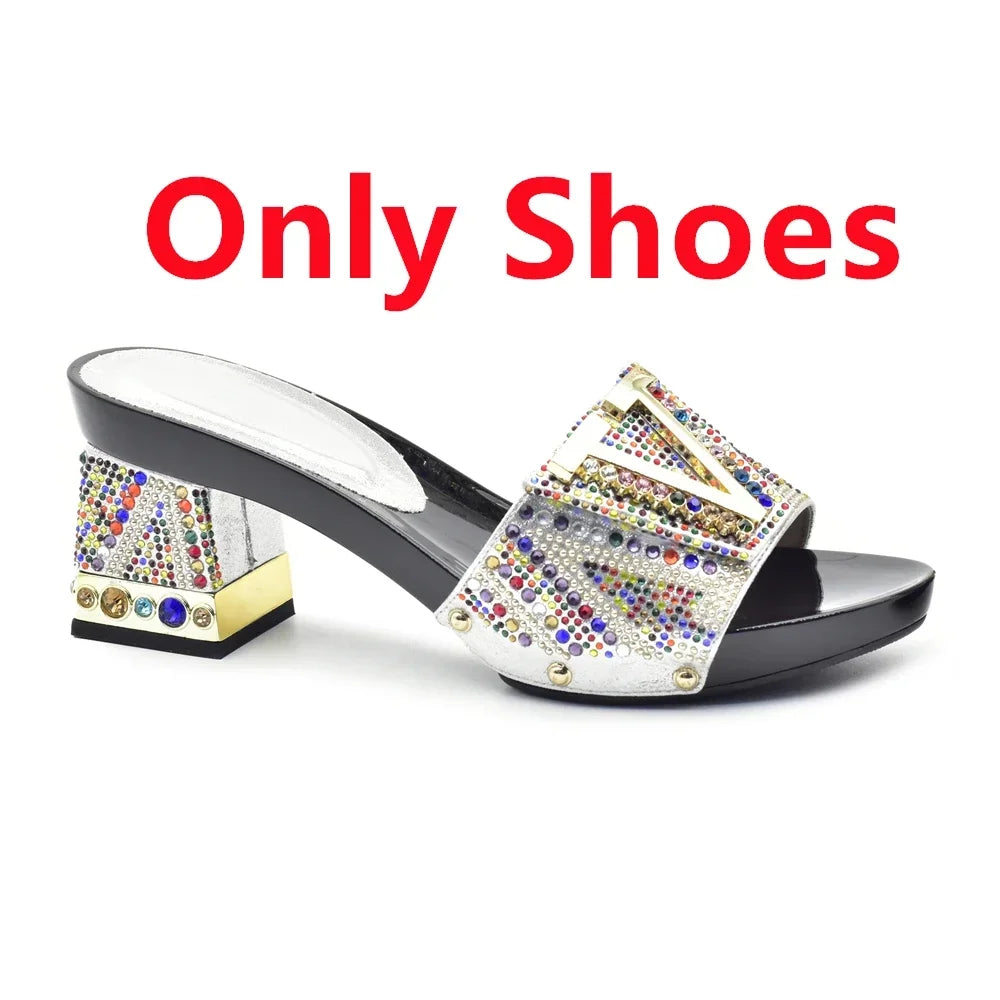 Luxury Shoe and Bag Set for Party in Women Wedding Shoes Woman Bride Rhinestone Design Elegant Shoes for Lady Peep Toe Pumps