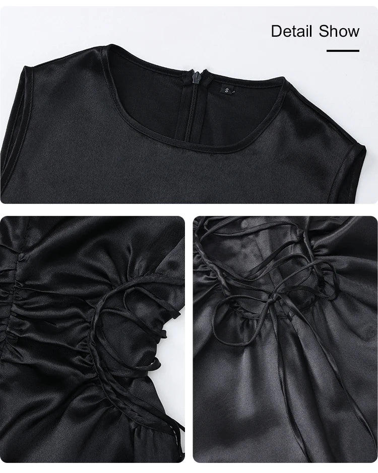 Dresses Spring Summer Fashion Elegant Solid Colour Sleeveless Round-Neck Midi Party Shift Dresses For Women