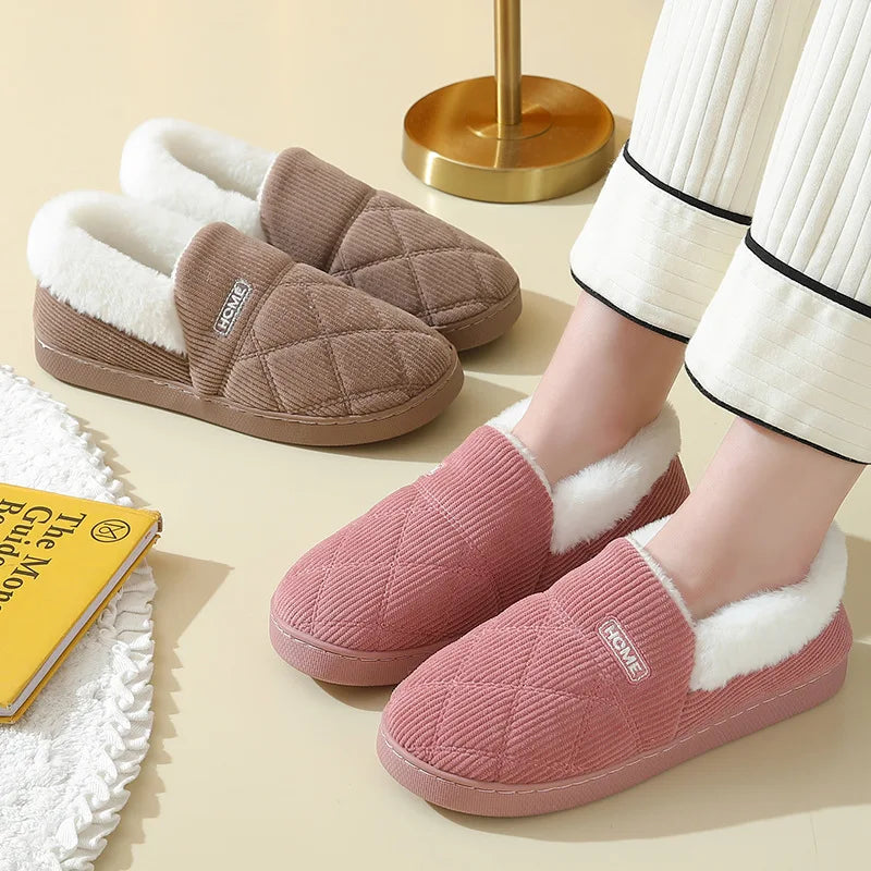 Women's Winter Warm Fuzzy Slippers Soft Cosy Plush Lined With Non-Slip Flat Sole Suitable For Bedroom Use Fur Fluffy Indoor Cotton Shoes